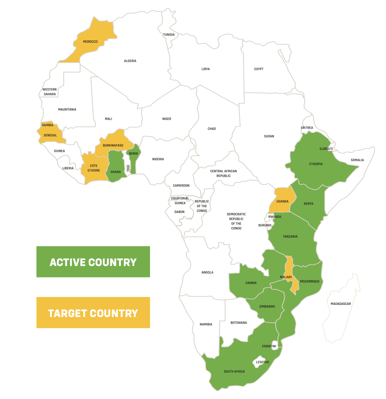 InspiraFarms Cooling locations in African countries